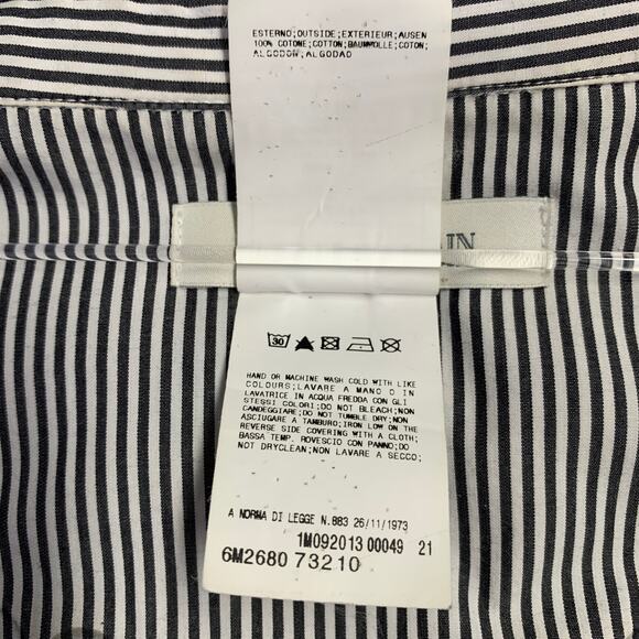 PIERRE BALMAIN Size M Silver Black White Stripe Studded Cotton Long Sleeve Shirt - Picture 7 of 7
